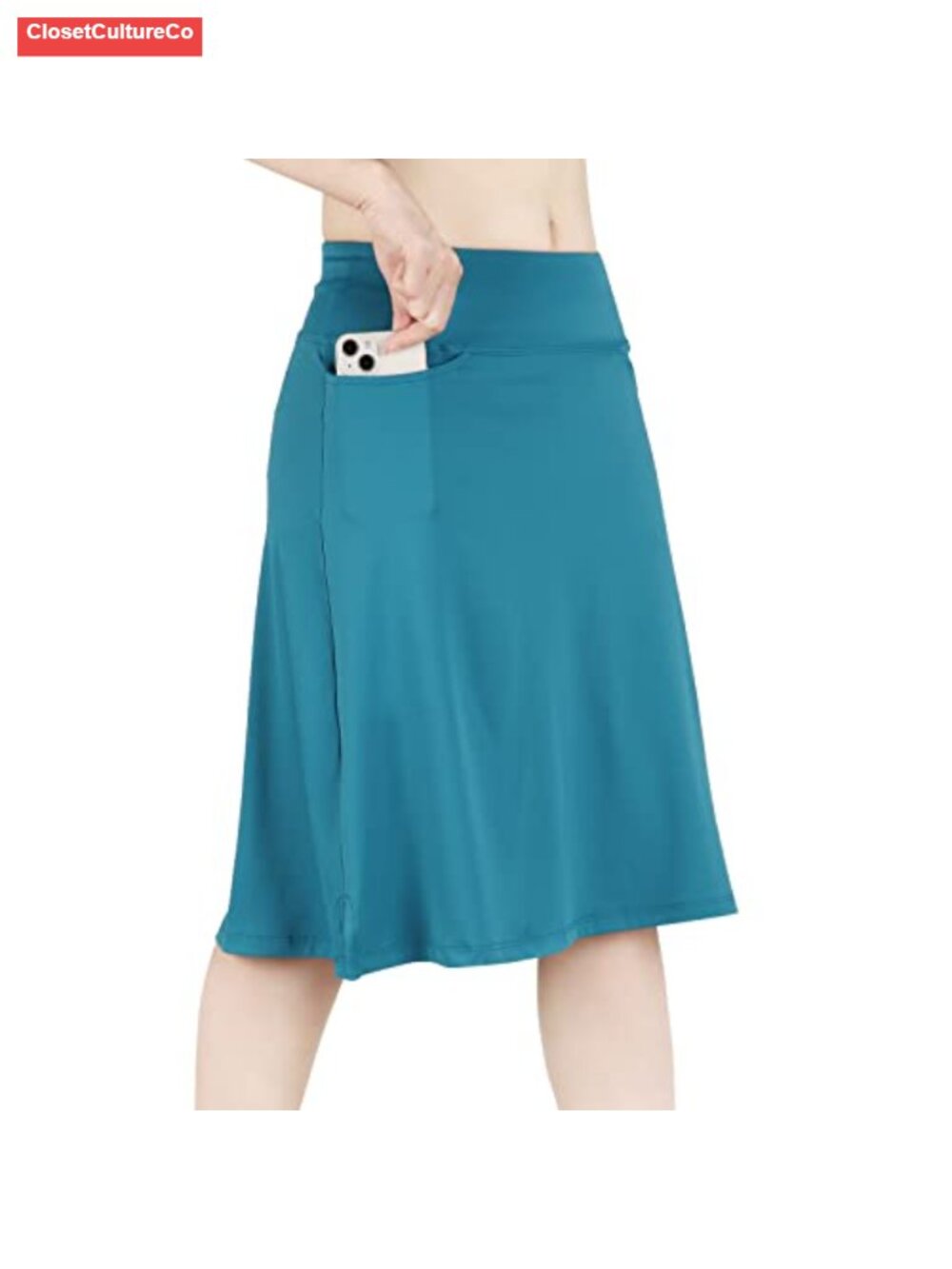 Women's Knee Length Skorts with Pockets Athletic Midi Running Skirt